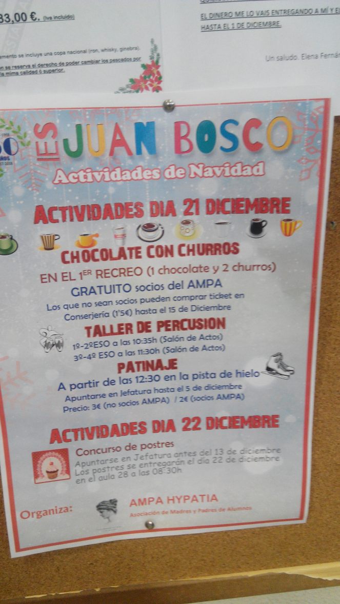 Actividades dia 22 diciembre 2017 IES Juan Bosco